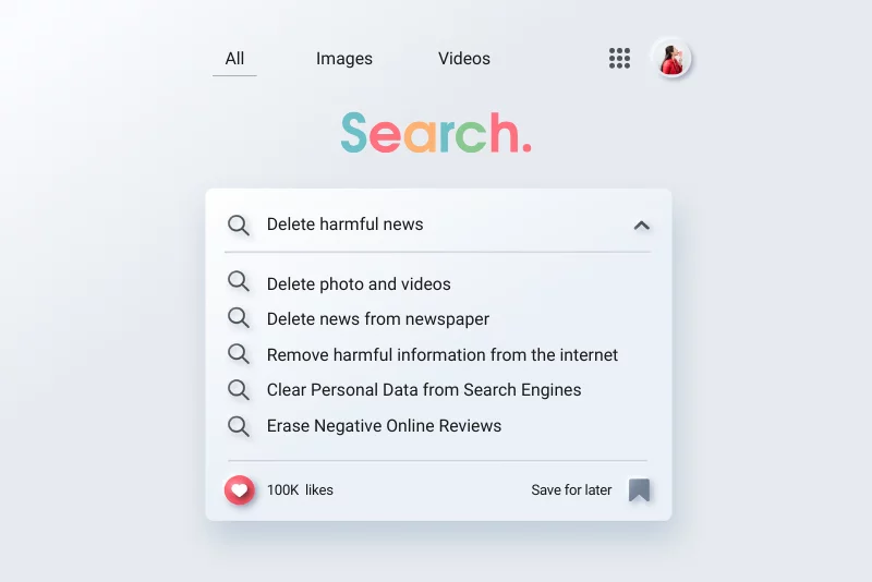 search Delete harmful news